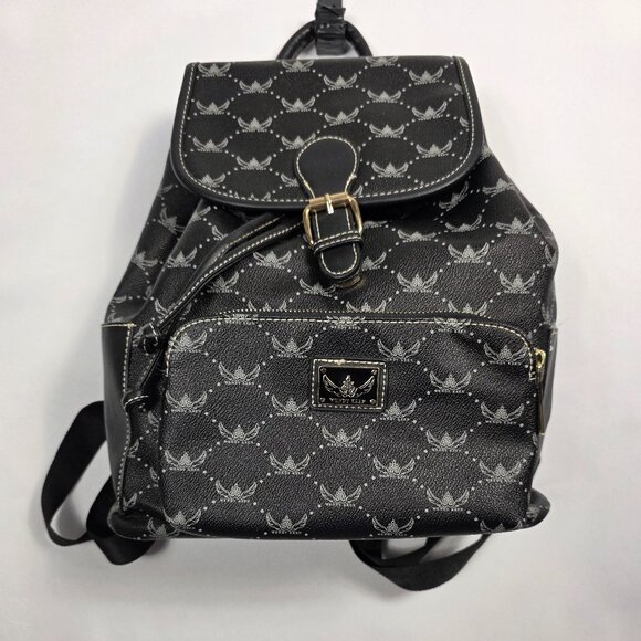 Wendy Keen Drawstring Backpack 🛡️ Dark Goth Biker Monogram Vegan Leather - Picture 2 of 16